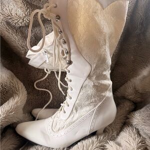Elegant Lace-Up White Women's Boots